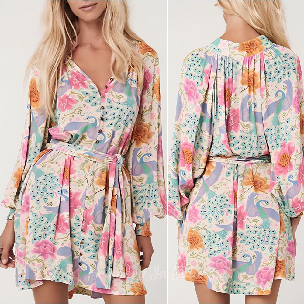 Floral Peacock Dream Dress - Picture 1 of 10
